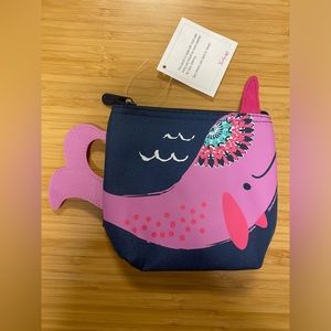NEW Thirty-One Cool Zip Pouch Food Safe Lined Snackers Narwhal Splash 5" x 6"